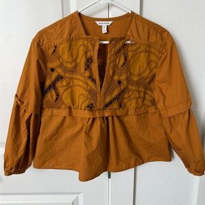 Banana Republic Rust Embroidered Blouse